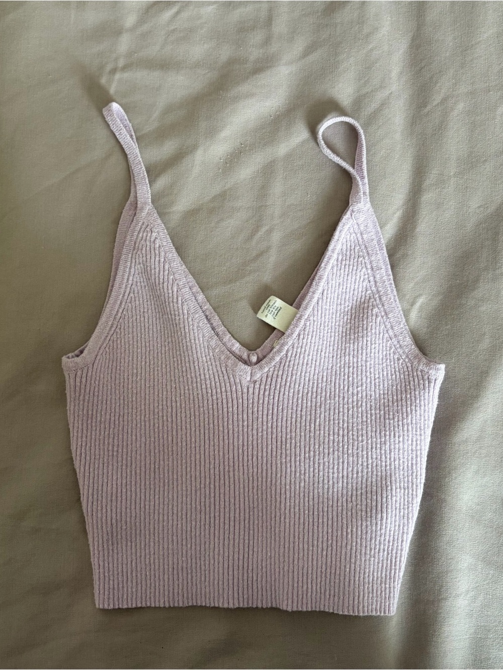 Tilly's Lilac Ribbed V-Neck Cropped Tank